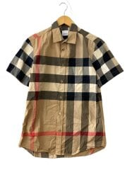 画像：半袖シャツ/S/ポリエステル/BEG/チェック/8017322