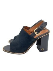画像：COACH MAXINNE SUEDE SANDAL/サンダル/37.5/BLK/スウェード/C2923