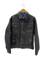 画像：DENIM TRUCKER JACKET/中綿Gジャン/ダメージ有/L/デニム/BLK