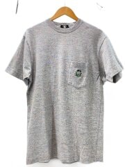 画像：80S/USA製/バータグ/黒タグ/スカルフラワー/ポケT/ネップ/Tシャツ/M/コットン/GRY