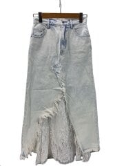 画像：26ss/REMAKE LIKE DENIM LACE LAYERED SKIRT/25/BLU/デニムスカート