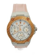 画像：クォーツ腕時計/アナログ/ラバー/PNK/WHT