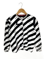 画像：カーディガン(薄手)/M/コットン/BLK/ストライプ/A2184UCD912