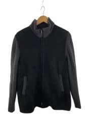 画像：ムートンジャケット/切替/L/羊革/BLK/無地