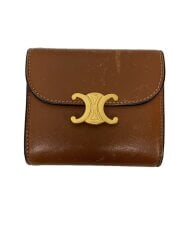 画像：トリオンフ/シャイニースムースラムスキン/スモールフラップ/3つ折り財布/レザー/BRW/レディース