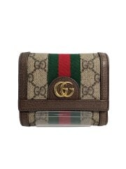 画像：3つ折り財布/レザー/BRW/総柄/レディース/523174・0416