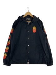 画像：Flame Hoodie Coach Jacket/コーチジャケット/L/ポリエステル/BLK/フレイムプリント