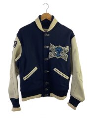 画像：スタジャン/L/ウール/NVY/無地/初期/90s/袖擦れ有