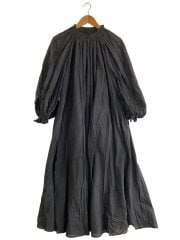 画像：長袖ワンピース/36/コットン/BLK/無地