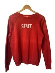 画像：60s～70s/フロッキープリント/ラグランスリーブ/スウェット/L/コットン/RED