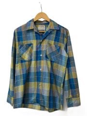 画像：60s/オープンカラー/ARISTOCRAT/長袖シャツ/14.5/ポリエステル/BLU/チェック