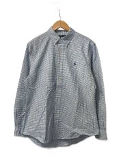 画像：長袖シャツ/L/コットン/BLU/チェック