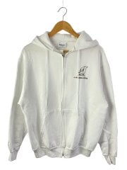 画像：ジップパーカー/L/コットン/WHT/プリント