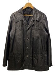 画像：カバーオール/--/レザー/BLK/無地