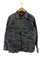 画像：長袖シャツ/M/コットン/GRY/総柄