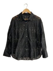 画像：コードレースシャツ/長袖ブラウス/--/コットン/BLK/26-050-400-9270-2-0//