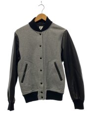 画像：スウェットジャージー×袖レザースタジャン/--/コットン/GRY