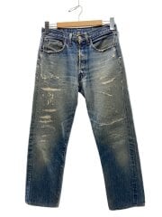 画像：60-70s/VT/501/BIGE/実寸W32/デニム/インディゴ/リペア多/ダメージ有/スレキ