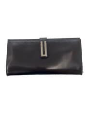 画像：長財布/レザー/BLK/無地/レディース