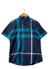 画像：半袖シャツ/XL/コットン/BLU/チェック//
