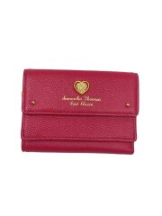 画像：2つ折り財布/レザー/RED/無地/レディース