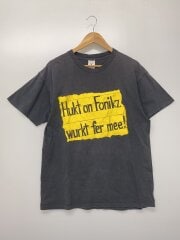 画像：Tシャツ/L/コットン/ブラック/プリント/USA製/Hukt on Fonikz wurkt fer mee!//