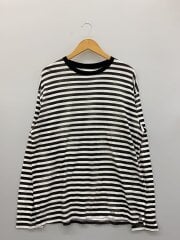 画像：長袖Tシャツ/L/コットン/WHT/ボーダー/2309-6002-07-L2/Hazy Border//