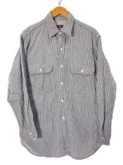画像：80s/ヒッコリーストライプシャツ/長袖シャツ/L/コットン/BLU/ストライプ