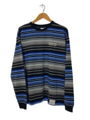 画像：長袖Tシャツ/M/コットン/BLU/ボーダー/241FPNH-CSM11