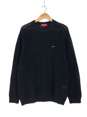 画像：Open Knit Small Box Sweater/M/コットン/ブラック/無地