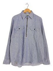 画像：ハーフジップ長袖シャツ/ストライプ/wl-16/TALONジップ//