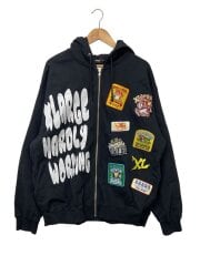 画像：ジップパーカー/XL/コットン/BLK