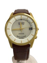 画像：クォーツ腕時計/アナログ/レザー/WHT/BRW/SS/H113-T009841