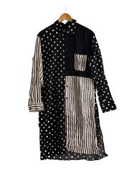 画像：パネルロングシャツ/長袖シャツ/3/コットン/BLK/ドット/UH-B59-801