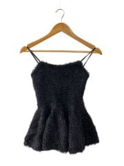 画像：ラメフェザニットペプラムキャミ/ニット・セーター(厚手)/one/ナイロン/BLK/FWNT245081//