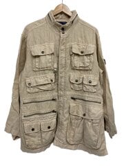 画像：ミリタリージャケット/M/リネン/BEG/90-00s