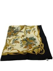 画像：スカーフ/シルク/BLK/総柄/レディース