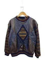 画像：SAXONY/ニット・セーター(厚手)/M/牛革/NVY/総柄