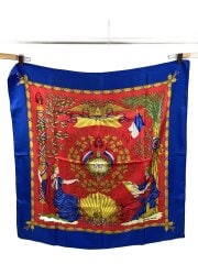 画像：ストール/シルク/BLU/総柄/レディース