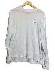 画像：長袖Tシャツ/S/コットン/WHT/無地/small box logo/シミ有