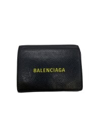 画像：CASH MINI WALLET/3つ折り財布/レザー/BLK/無地/メンズ/594312