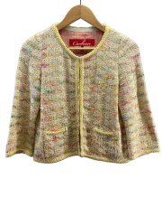 画像：カーディガン(厚手)/38/コットン/IVO/チェック/121-028