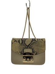 画像：パイソン/チェーンショルダーバッグ/レザー/BEG