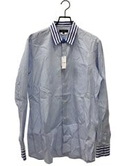 画像：長袖シャツ/M/コットン/BLU/チェック/PA-B009