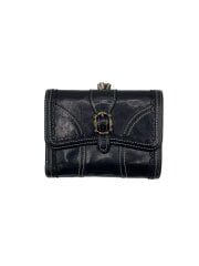 画像：2つ折り財布/レザー/BLK/無地/レディース