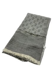 画像：GG柄/フリンジ/ストール/ウール/GRY/総柄/レディース/165904