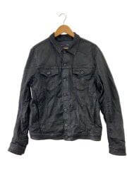 画像：ELSHAR-NE/コーティングスウェットデニムジャケット/XL/デニム/BLK/無地