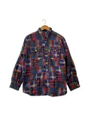 画像：WOODSMAN WS/パッチワーク長袖ネルシャツ/エルボーパッチ/S/コットン/マルチカラー/チェック//