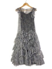 画像：25SS/ラインフラワーチュールフリルワンピース/1/ポリエステル/GRY/75515107