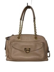 画像：ハンドバッグ/レザー/BEG/無地/AU21/E445/汚れ・使用感有